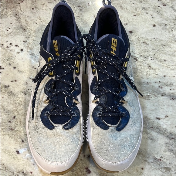 Under Armour Harper 8 Elite TPU "White/Midnight Navy" Men's Baseball Cleat - Picture 6 of 15